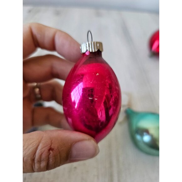 Vintage glass mercury teardrop ornament set pink red blue green - Picture 7 of 9
